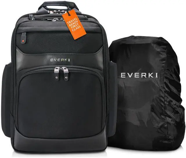 Main image of Everki Onyx Premium Executive Laptop Backpack (EKP132S17) with Black Rain Cover - Ballistic Nylon Backpack with 17.3" Compartment, 30L Capacity - Backpack & Rain Cover Bundle