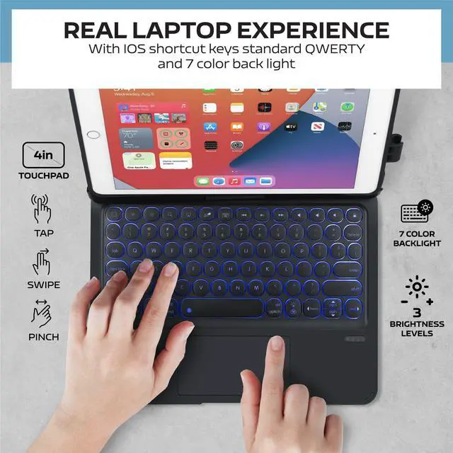 Alt view image 2 of 5 - Dolpking Keyboard Case for iPad Air 11-inch (M3 2025 / M2 2024), 360deg Rotatable Keyboard with Touchpad for iPad Pro 11 inch (4th/3rd/2nd/1st Gen) & 10.9" Air 5th/4th Gen, 7 Color Backlit (Black)