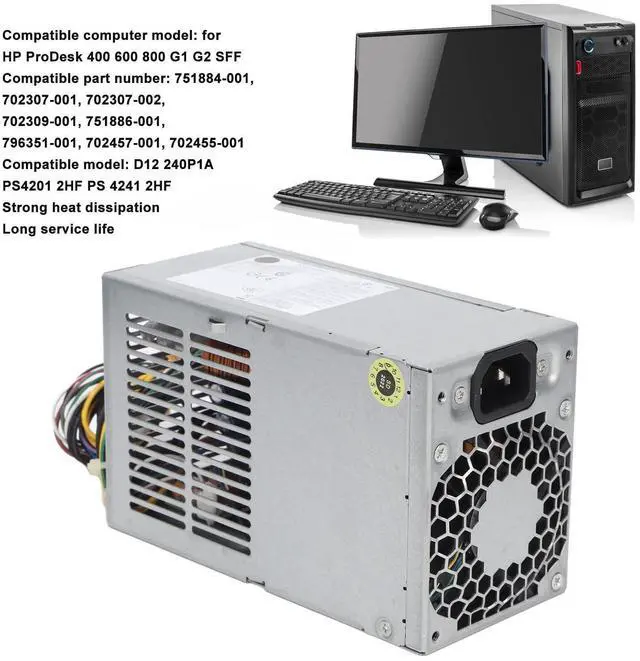 Alt view image 2 of 5 - 240W Power Supply Replacement for HP ProDesk 400 600 800 G1 G2 SFF, 751884-001 702307-001 702307-002 702309-001 751886-001 796351-001 702457-001 702455-001