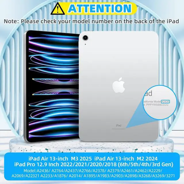 Alt view image 2 of 5 - GOOJODOQ Magnetic Keyboard Case for iPad Air 13 inch 2024 M2,iPad Pro 12.9 inch (6th/5th/4th/3rd) Gen(2018-2022),Click-Anywhere Trackpad with LCD Display & 7 Color Backlit Bluetooth Keyboard -White