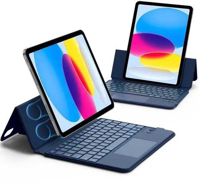 Main image of GOKOCO Keyboard Case for iPad 11th A16 2025/iPad 10th Generation 10.9-inch,Adjustable Portrait/Land Stand,Magnetic Split Stand Case with Multi-Touch Trackpad Backlit Keyboard-Navy Blue