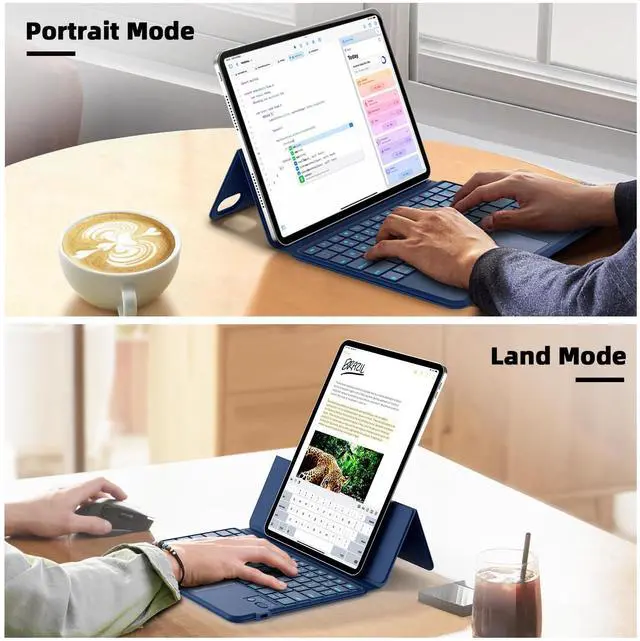 Alt view image 3 of 5 - GOKOCO Keyboard Case for iPad 11th A16 2025/iPad 10th Generation 10.9-inch,Adjustable Portrait/Land Stand,Magnetic Split Stand Case with Multi-Touch Trackpad Backlit Keyboard-Navy Blue