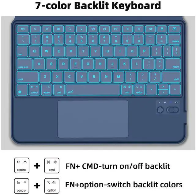 Alt view image 5 of 5 - GOKOCO Keyboard Case for iPad 11th A16 2025/iPad 10th Generation 10.9-inch,Adjustable Portrait/Land Stand,Magnetic Split Stand Case with Multi-Touch Trackpad Backlit Keyboard-Navy Blue