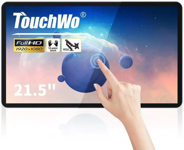 Main image of TouchWo 21.5 inch Capacitive Multi-Touch Screen Industrial Monitor, 16:9 Display 1920 x 1080P, Built-in Speakers, VGA & HD-MI Monitor for PC, POS, Small Business, Restaurant