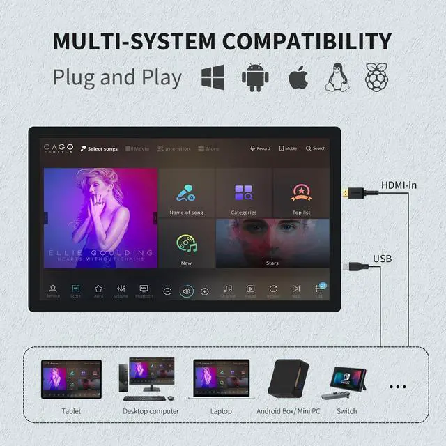 Alt view image 3 of 5 - TouchWo 21.5 inch Capacitive Multi-Touch Screen Industrial Monitor, 16:9 Display 1920 x 1080P, Built-in Speakers, VGA & HD-MI Monitor for PC, POS, Small Business, Restaurant