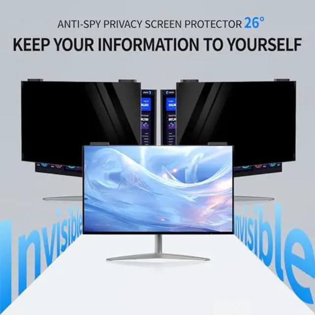 Alt view image 3 of 5 - GUDTEKE Magnetic Computer Privacy Screen 23.6 inch, Hanging Privacy Screen for Computer Monitor for 16:9 Frameless Monitor, Acrylic Eye Protection Anti Glare Blue Light Computer Screen Privacy Filter