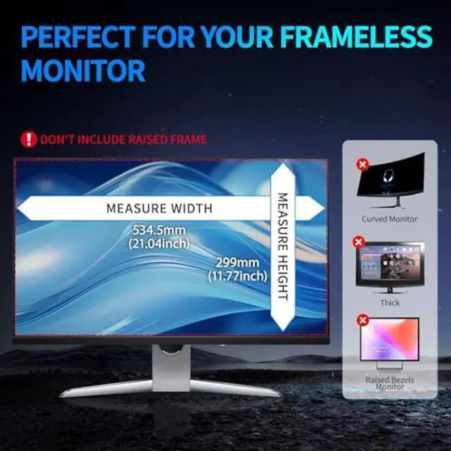 Alt view image 4 of 5 - GUDTEKE Magnetic Computer Privacy Screen 23.6 inch, Hanging Privacy Screen for Computer Monitor for 16:9 Frameless Monitor, Acrylic Eye Protection Anti Glare Blue Light Computer Screen Privacy Filter