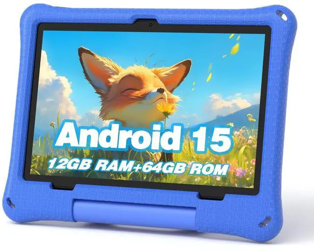 Main image of Kids Tablet, 10.1 Inch Android 15 Tablet for Kids, 12GB+64GB, Octa-Core, 6000mAh Battery, WiFi 6, Pre-Installed Kids Apps, Parental Control, with EVA Protective Case - Ideal Gift for Toddler (Blue)
