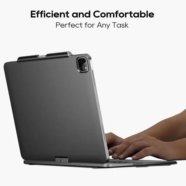 Alt view image 3 of 5 - edaiser Swivel Keyboard Case for Apple 2025 iPad Air 13-inch (M3-M2), iPad Pro 13 inch M4 2024, iPad Pro 12.9-inch (6th-3rd Gen); Rotatable Cover with Pencil Holder, Trackpad, Backlit, Space Gray