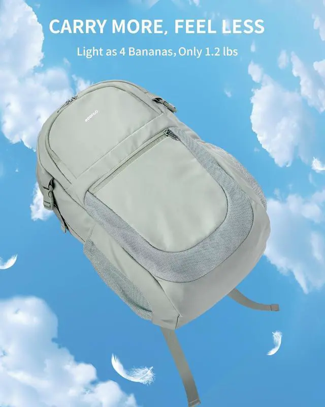 Alt view image 5 of 5 - ECOHUB Travel Backpack for Women, 17.3 inch Suspended Laptop Backpack, Fashion Water-Resistant College Computer Bookbag, 28L Personal Item Bag with 12 Pockets for Causal, Work, Green