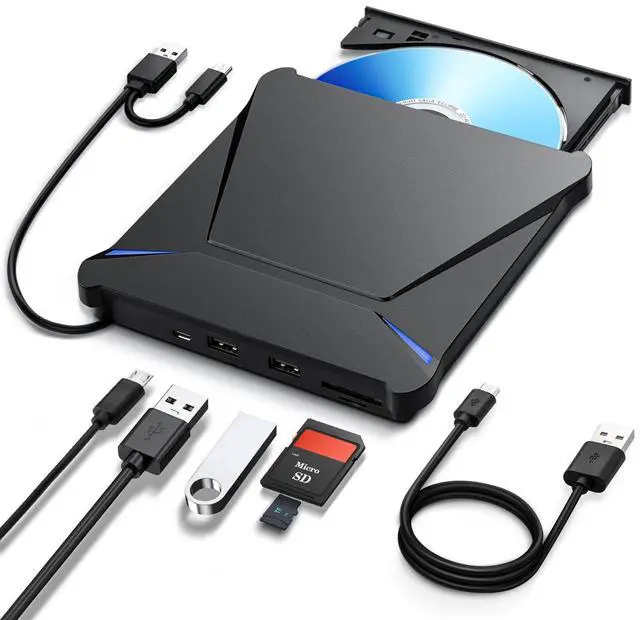 Main image of Haiway 5 in 1 External Blu ray Drive, Support 100G Disc R/W, USB3.0 Type-C Bluray Drive BD DVD CD Burner with 2 USB Ports, SD/TF Card Slot Compatible with Windows XP/7/8/10/11 Mac Laptop Desktop
