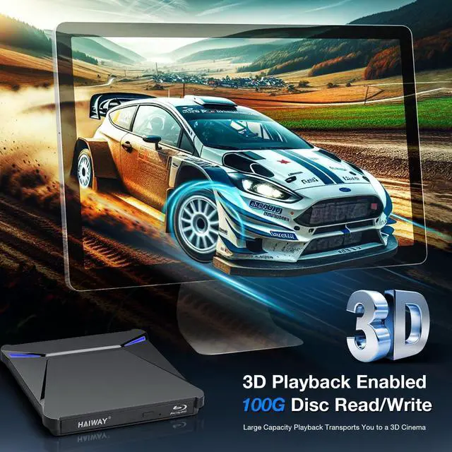 Alt view image 3 of 5 - Haiway 5 in 1 External Blu ray Drive, Support 100G Disc R/W, USB3.0 Type-C Bluray Drive BD DVD CD Burner with 2 USB Ports, SD/TF Card Slot Compatible with Windows XP/7/8/10/11 Mac Laptop Desktop