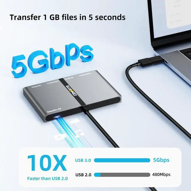 Alt view image 4 of 5 - CENMATE USB A/C 3.0 to 4xHDMI Adapter Support Mirror/Extend Mode Compatible with Mac/Win,5-in-1 USB C Docking Station(4K30Hz x2+1080P60Hz x2+Type C 3.0), 4 Monitor Docking Station with 4 HDMI