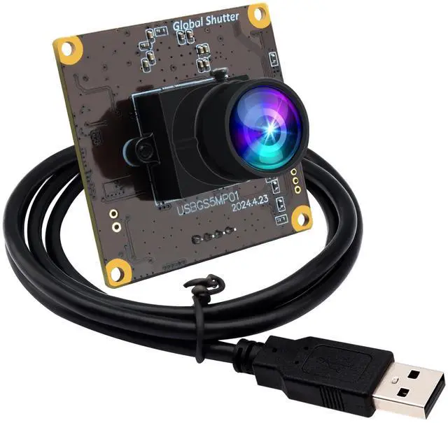 Main image of ELP 5MP Global Shutter 50fps USB Camera for Computer UVC USB2.0 Lightburn High Speed 60fps PC Web Camera Wide Angle for Live Streaming (100 Low Distortion Lens)