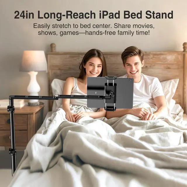 Alt view image 2 of 5 - elitehood Ultra Stable iPad Stand Floor, Long Arm Tablet Holder for Bed/Sofa/Recliner, Tablet Floor Stand with Adjustable Height & Angle for iPad Pro 13/12.9, Air Mini and 4.7-13in Devices