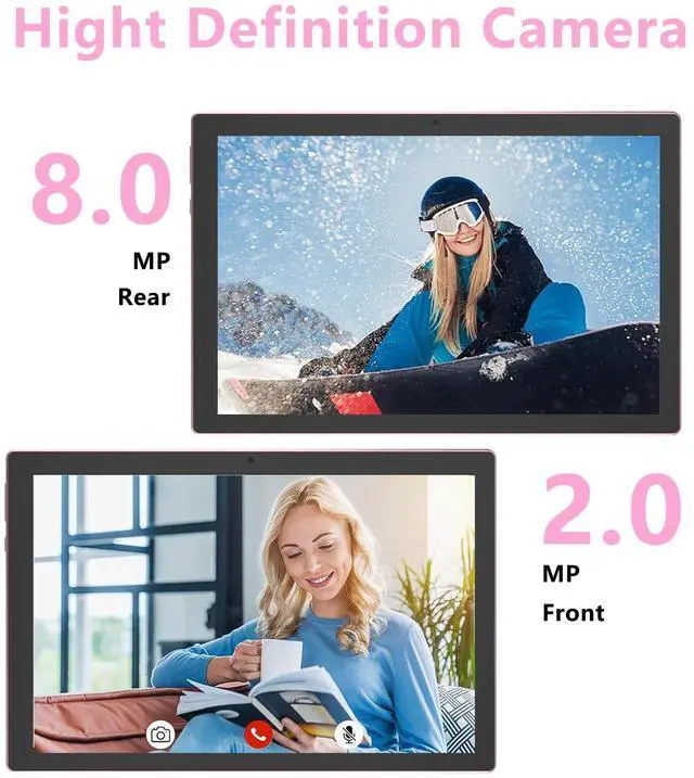 Alt view image 3 of 5 - Android 15 Tablet 10 inch Tablets with Case, 10GB RAM + 64GB ROM (Expand to 1TB), Quad Core Processor Tablets, 5G WiFi 6, BT5.0, 1280x800 HD Screen, 6000mAh, Dual Camera, GMS, Widevine L1, Pink