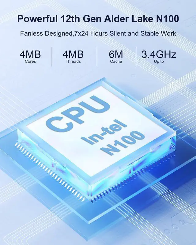 Alt view image 2 of 5 - FANPEEC Fanless PC Industrial Mini PC N100 8GB DDR4 128GB MSATA SSD Fanless Mini Computer Win 11 Pro, 2xHD+1xDP Triple Display, 2xGigabit LAN, 2xRS232 COM,WiFi5 BT4.2 Business