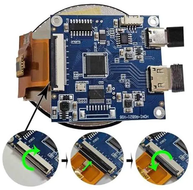 Alt view image 3 of 5 - FanyiTek 2.1 inch 480X480 IPS MIPI 300nit Circle LCD Touch Screen and 40 pins Controller Board