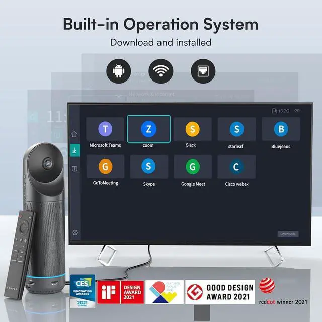 Alt view image 3 of 5 - KanDao Meeting Pro - 360 Video Conference Camera, 4-in-One AI Smart Tracking Video Conferencing System, Works on Microsoft Teams, Zoom, Google Meet, Skype etc, Hybrid Meeting Room Zooming Camera