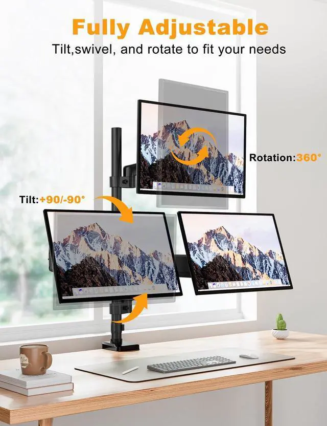 Alt view image 3 of 5 - FORGING MOUNT Triple Monitor Mount, Articulating Adjustable 3 Monitor Desk Mount for 13-32inch Screens up to 17.6lbs Each, Gas Spring Monitors Arm with Tilt Swivel Rotation, Max VESA 100x100