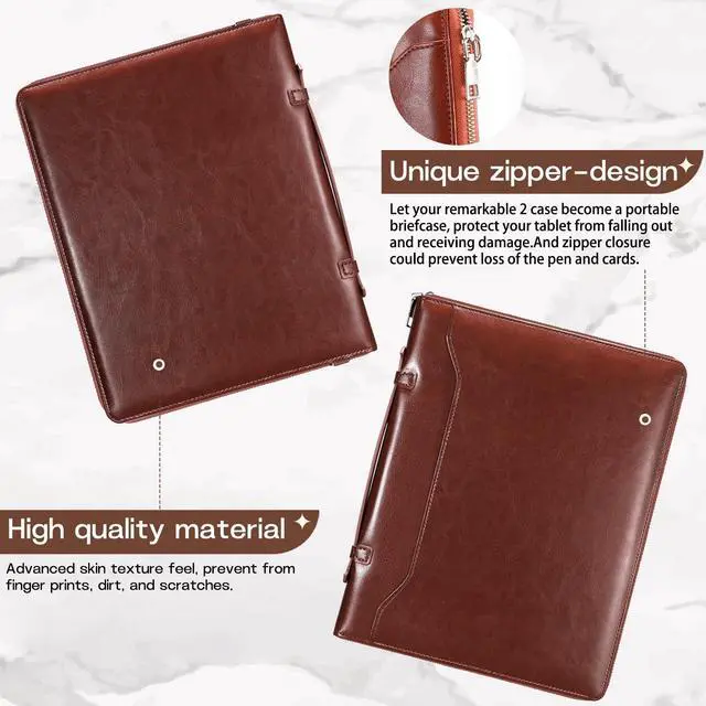Alt view image 4 of 5 - E NET-CASE Case for Remarkable 2 Tablet 10.3 inch (2020 Released) - Business Handheld Design Upgraded PU Leather Cover for Remarkable 2 Digital Paper with Zipper & Pen Holder (Brown)