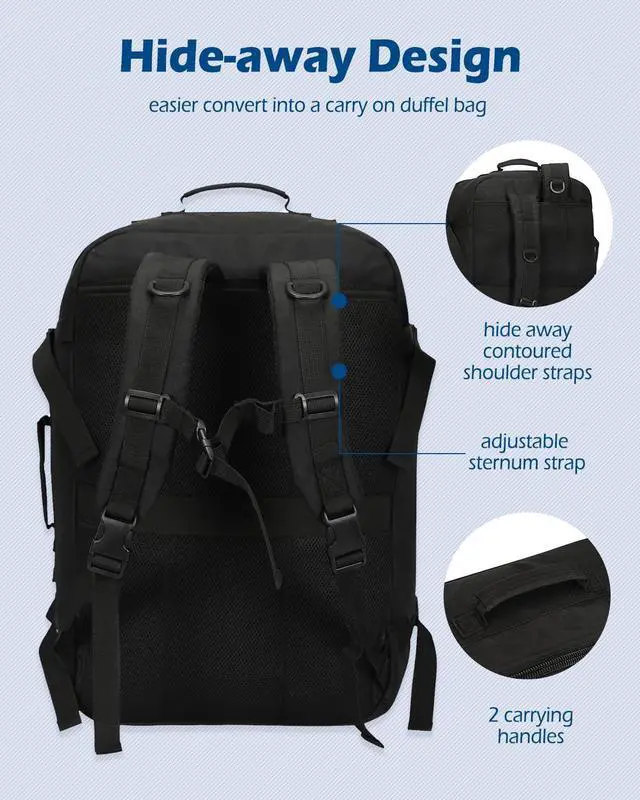 Alt view image 5 of 5 - Hynes Eagle Carry on Backpack 38L Large Travel Backpack for Women Flight Approved Weekender Bag Laptop Backpack Men 15 inches Black with Waist Pack Beige