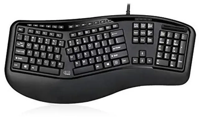 Alt view image 2 of 5 - Adesso TruForm AKB-150SB-TAA Desktop Ergonomic Smart Card Reader Keyboard (TAA Compliant), Black