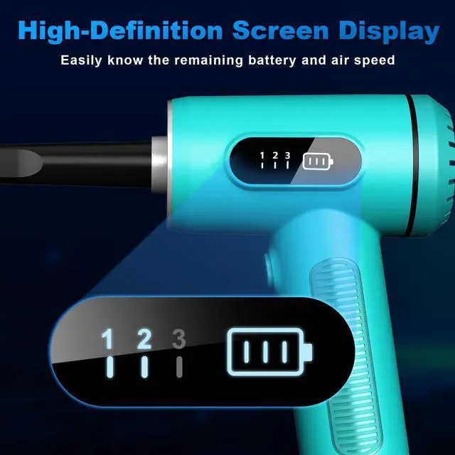 Alt view image 4 of 5 - Compressed Air Duster-3 Gear Adjustable 100000RPM Electric Air Duster with LED Light, Rechargeable Cordless Air Blower for Keyboard Electric Devices Cleaning. Replaces Compressed Air Cans (Green)