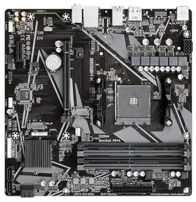 Alt view image 4 of 5 - GIGABYTE B550M, AM4 4XDDR4(Max128GB), 4 SATA, 1 M.2, 2XUSB 3.2, 4XUSB 2.0, 1XHDMI