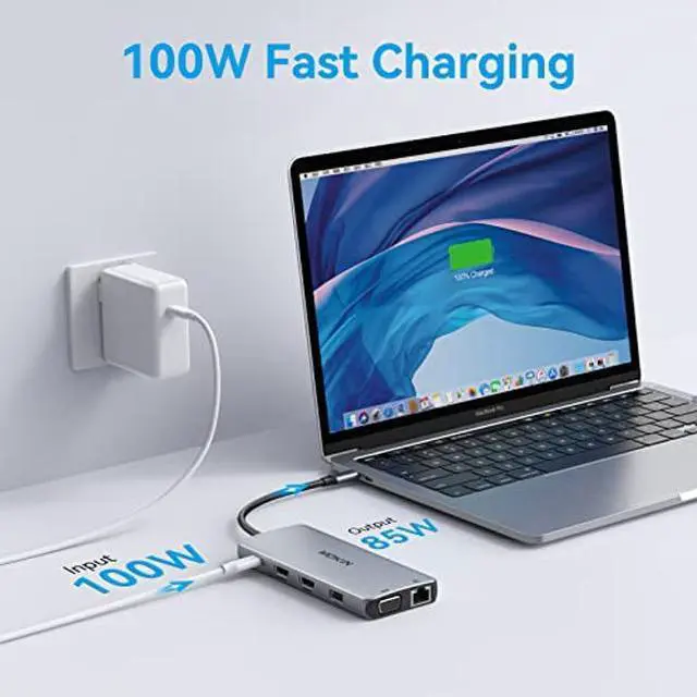 Alt view image 5 of 5 - USB C Docking Station Dual Monitor, Dual HDMI Adapter 12 in 1 Triple Display USB C Hub with VGA, Gigabit Ethernet, 100W PD, 4 USB Ports, SD/TF