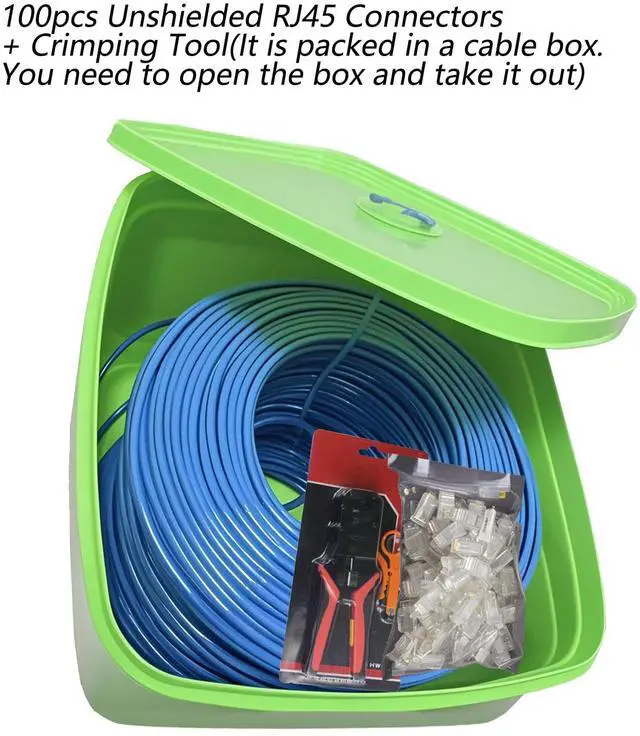 Alt view image 2 of 5 - Cat6 300ft CCA Ethernet Cable Bulk with Entry-Level Crimper Kit, 23AWG UTP for DIY Smart Home/Online School/WiFi Routers(300ft,Utp cat6e cca with Tool)