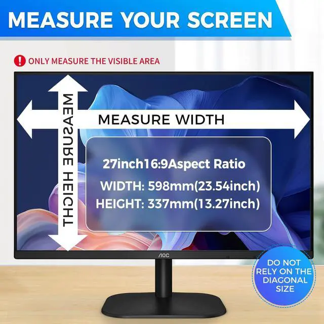 Alt view image 5 of 5 - JEAPKA Hidden Design Magnetic Computer Privacy Screen Filter 27 inch for Frameless Monitor 16:9 Widescreen, Removable Anti Blue Light Privacy Shield, Anti-Glare Protector