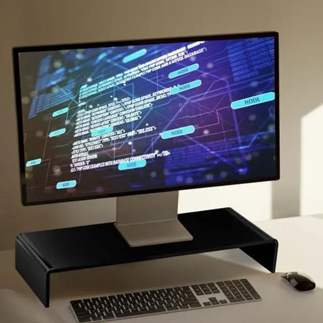 Alt view image 4 of 5 - Jetec 2 Pcs Acrylic Monitor Stand Desktop Video Acrylic Monitor Riser Desk Shelf Computer Stand for Laptop TV Computer Screen Desk Organizer Teacher's Day Supplies (Black, 20 x 8 x 3 Inch)