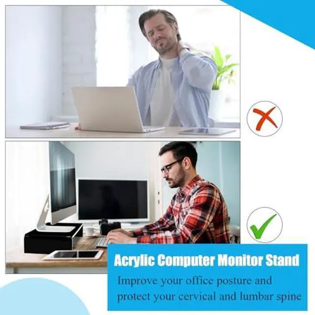 Alt view image 5 of 5 - Jetec 2 Pcs Acrylic Monitor Stand Desktop Video Acrylic Monitor Riser Desk Shelf Computer Stand for Laptop TV Computer Screen Desk Organizer Teacher's Day Supplies (Black, 20 x 8 x 3 Inch)