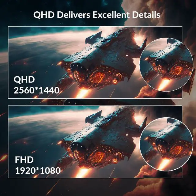 Alt view image 2 of 5 - ZZA 27 inch Curved Monitor with 2K 2560 x 1440|75hz Computer Monitor 27 inch QHD with HDMI,DP and Wall Mountable| 1440P Frameless Eye Care PC Office Monitor for Working and Gaming