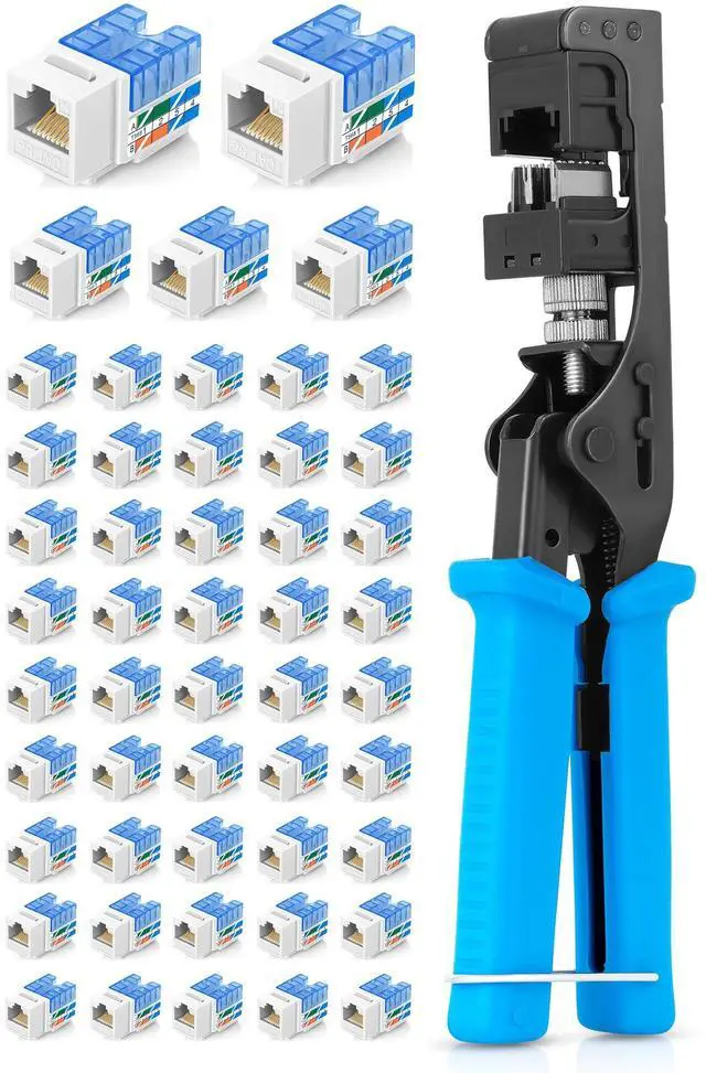 Main image of Everest Media Solutions Bundle - 2 Items: easyJACK - Speed Termination Tool + 50 Pack of RJ45 CAT5e UTP Keystone Jacks - White