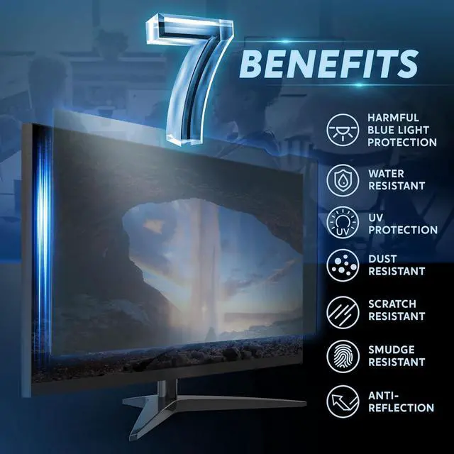 Alt view image 4 of 5 - Brevynx [2 Pack] 27 inch Removable Anti-Glare Blue Light Screen Protector for 16:9 Computer Monitor Display- Anti-Glare, Anti-Scratch, PC Anti-UV Eye Protection Filter Film