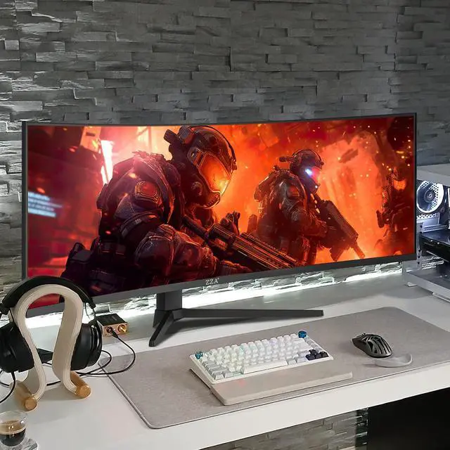 Alt view image 4 of 5 - ZZA 49" Curved Gaming Monitor 144/165Hz Ultrawide 32:9 WDFHD 3840 x 1080P,Ultrawide Monitor, 1500R, 120% sRGB, HDMI 2.1 & DP 1.4, Height Adjustable