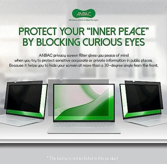 Alt view image 2 of 5 - ANBAC 15.6 Inch Laptop Privacy Screen Shield for 16:9 Wide Display - Anti Glare Computer Privacy Screen Cover | Blue Light Blocking Screen Protector | Scratch Resistant UV Filter | Attachment Type