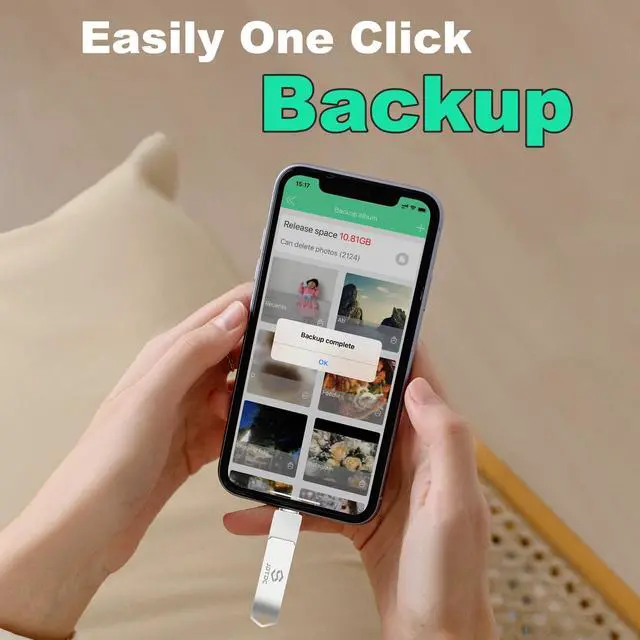 Alt view image 2 of 5 - 128GB Auto Photo-Backup-Stick for iPhone iPad Android Computer, Secure Photo & Video Backup Photo-Vault-for-iPhone Photo-Finder-Stick iPhone-Backup-Flash-Drive Photo-Backup-Storage-Stick