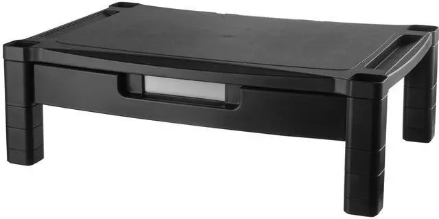 Main image of Kantek Wide Deluxe Two-Level Monitor Stand With Drawer, 20" X 13.25" X 3" To 6.5", Black, Supports 50 Lbs