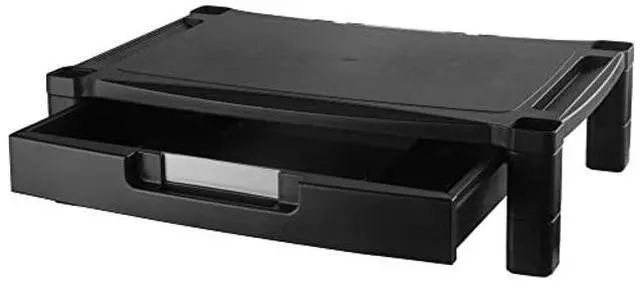Alt view image 4 of 5 - Kantek Wide Deluxe Two-Level Monitor Stand With Drawer, 20" X 13.25" X 3" To 6.5", Black, Supports 50 Lbs
