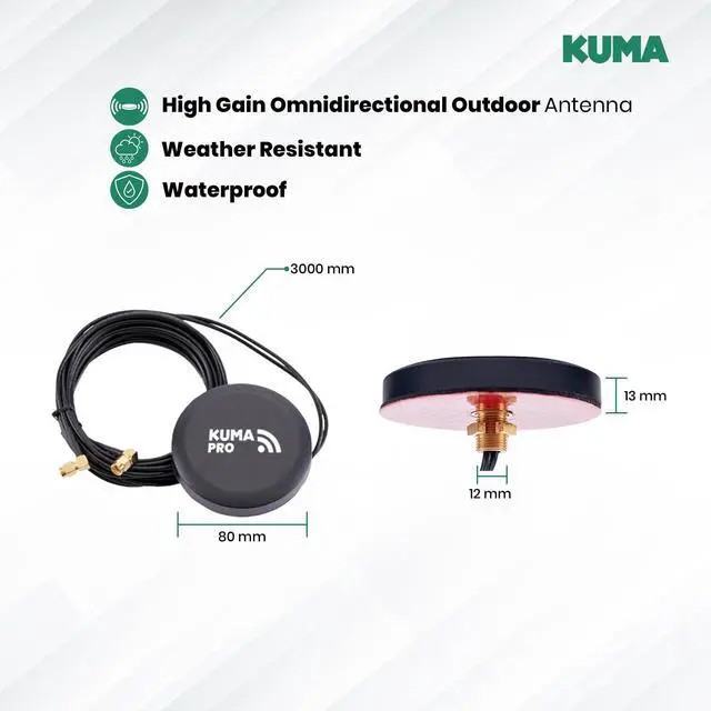 Alt view image 4 of 5 - KUMA CONNECT PRO 4G LTE WiFi Router Modem with Outdoor Puck 5G Antenna - 300Mbps Portable Unlocked Mobile Hotspot with SIM Slot - Cellular MiFi Signal for Home Travel Car RV - Wireless Internet Device