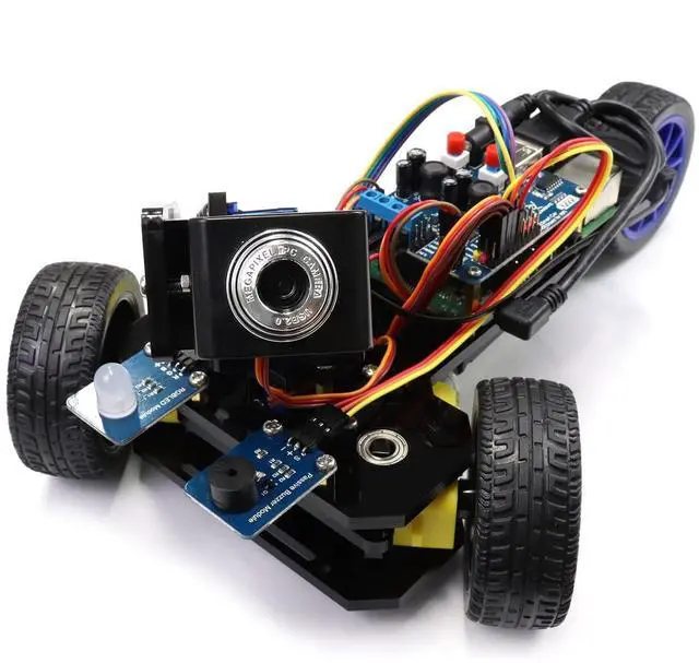 Main image of Freenove Three-Wheeled Smart Car Kit for Raspberry Pi 5 4 B 3 B+ B A+, Video Mode, Radar Mode, App Control, Ultrasonic Distance Sensor, Camera, Servo (Raspberry Pi NOT Included)