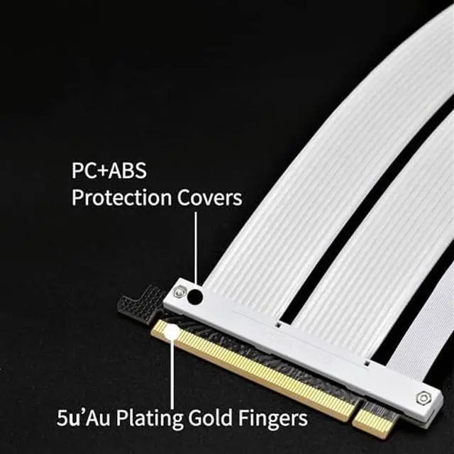 Alt view image 3 of 5 - GIGA-MEGA PCIe X16 GEN4 Riser Cable PCIe 4.0 with GPU Vertical Mount Bracket for RTX4080, RTX4090 (White)