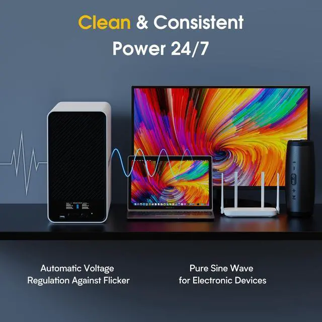 Alt view image 5 of 5 - GOLDENMATE 1500VA/1000W Lithium UPS Battery Backup and Surge Protector, Backup Battery Power Supply with LiFePO4 Batteries(296Wh), AVR, Line Interactive Sinewave UPS System, 8 Outlets, LCD Display