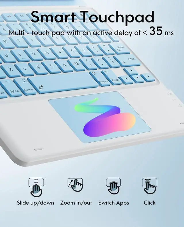 Alt view image 5 of 5 - GreenLaw for iPad Air 11 inch case with Keyboard (M3/M2) 2025/2024, for iPad Pro 11 (4th/3rd/2nd/1st Gen) & iPad Air 5th/4th Gen, 7-Color Backlit, Smart Touchpad, 2 Device Connection, Light Blue
