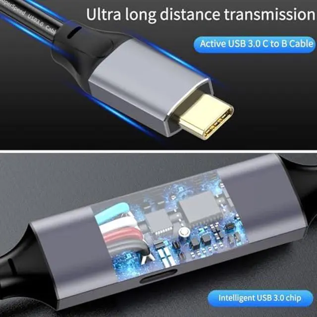 Alt view image 2 of 5 - GOSYSONG Active USB C to USB B 3.0 Cable 50ft, Super Speed 5Gbps USB 3.0 B to C Cable Compatible with Conference Camera,Docking Station,Hard Driver,Scanner, Printer,Vidicon and More