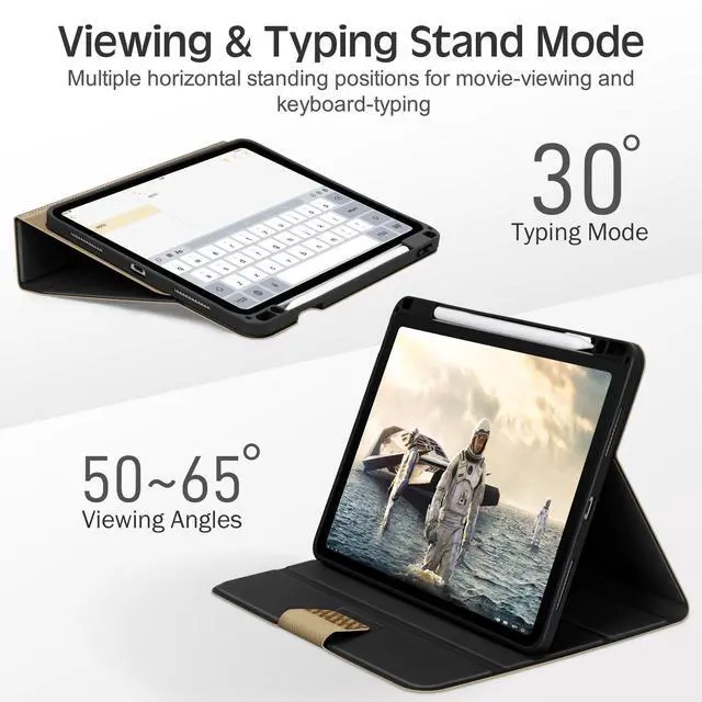 Alt view image 5 of 5 - KingBlanc Case for iPad Pro 13-inch (M4) 2024 with Built-in Pencil Holder, PU Leather Smart Stand Cover, Auto Sleep/Wake, Supports Pencil Pro/Pencil (USB-C), Multi-Viewing/Drawing Angles, Beige