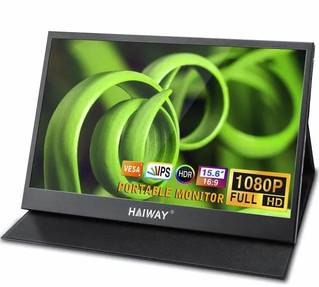 Main image of Haiway Portable Monitor, 15.6 inch Monitor for Laptop 1080P FHD IPS External Second Monitors, USB C HDMI Gaming Monitor for PS4 Xbox Switch, Dual Speakers Travel Monitors for PC Phone Mac with Cover